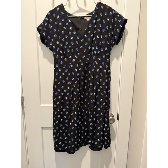 Women’s Boden 8R Floral Empyre Waist Midi Dress Medium Short Sleeve V-neck - Picture 2 of 7